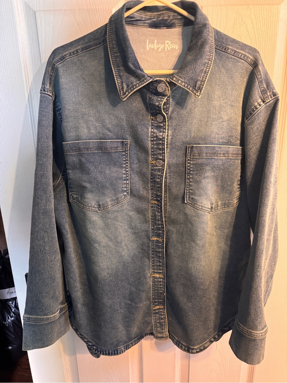 Indigo Rein Washed Denim Shacket - Faded Blue